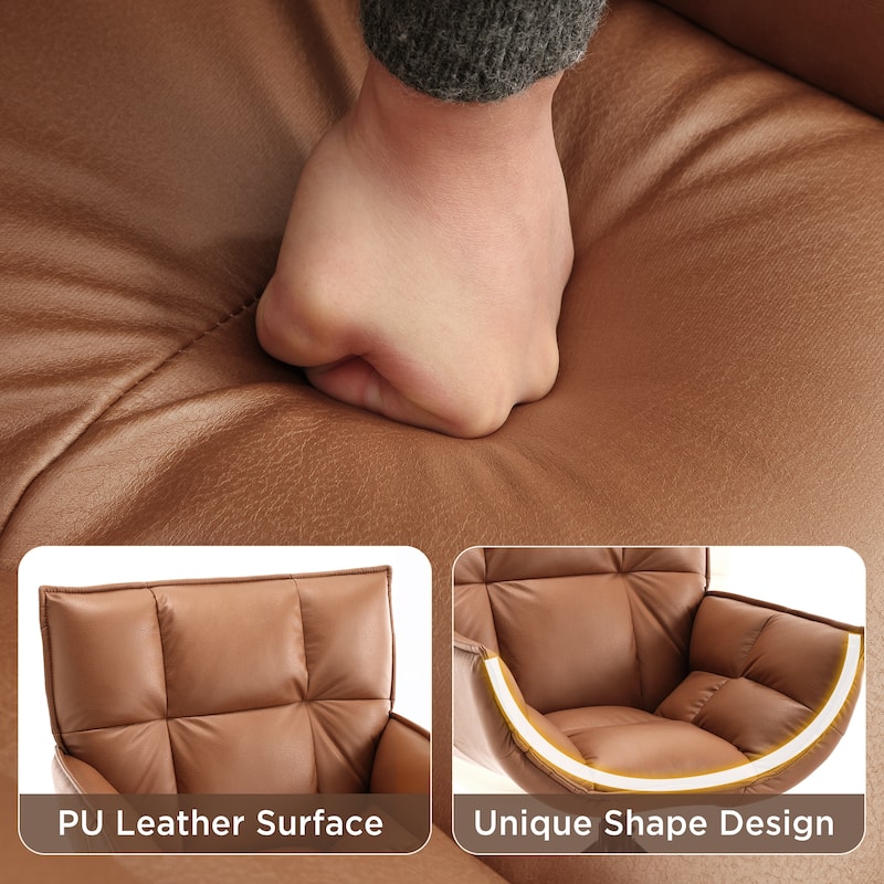 Faux Leather Upholstered Swivel Armchair Accent Home Office Chair