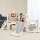 preview thumbnail 12 of 28, 10 in 1 Toddler Slide, Baby Climber Slide Indoor Playground with Bus Theme Playhouse, Basketball Hoop, Telescope, Soccer
