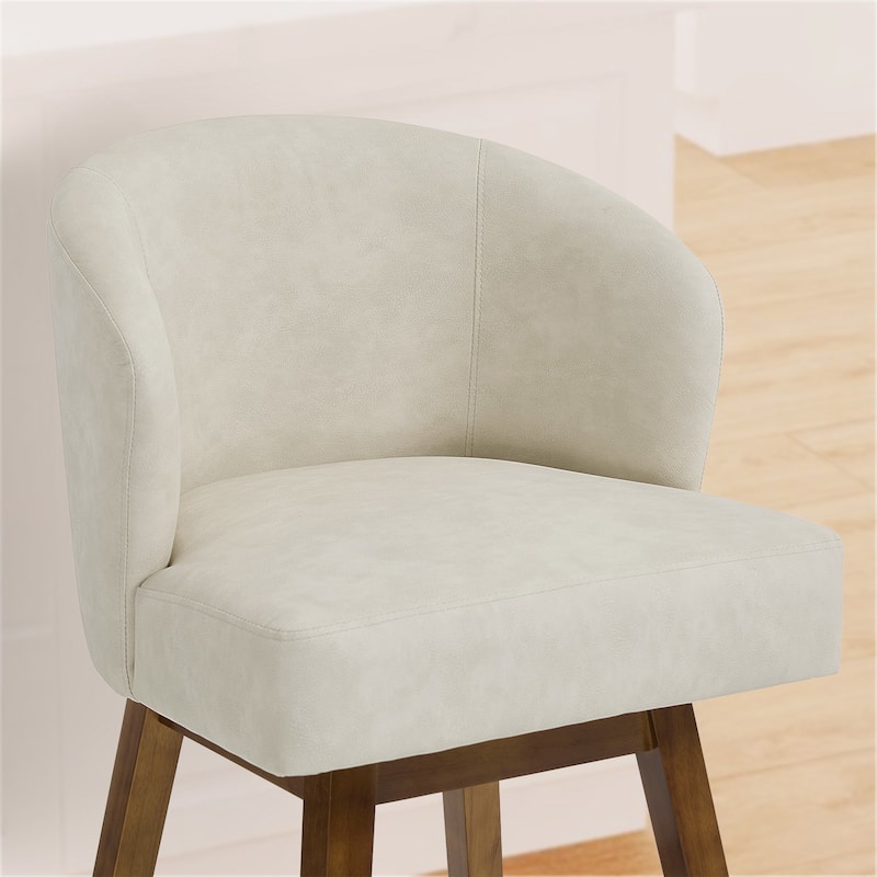 26 Inch Upholstered Swivel Counter Height Bar Stools with Back and Solid Wood Frame - 37.8"H x 20.9"W x 21.3"D