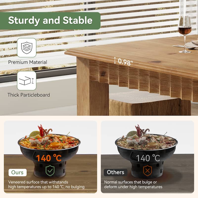 63-Inch Rectangular Solid Wood Dining Table for 4-6People - 62.99" L x 31.5" W x 29.53" H