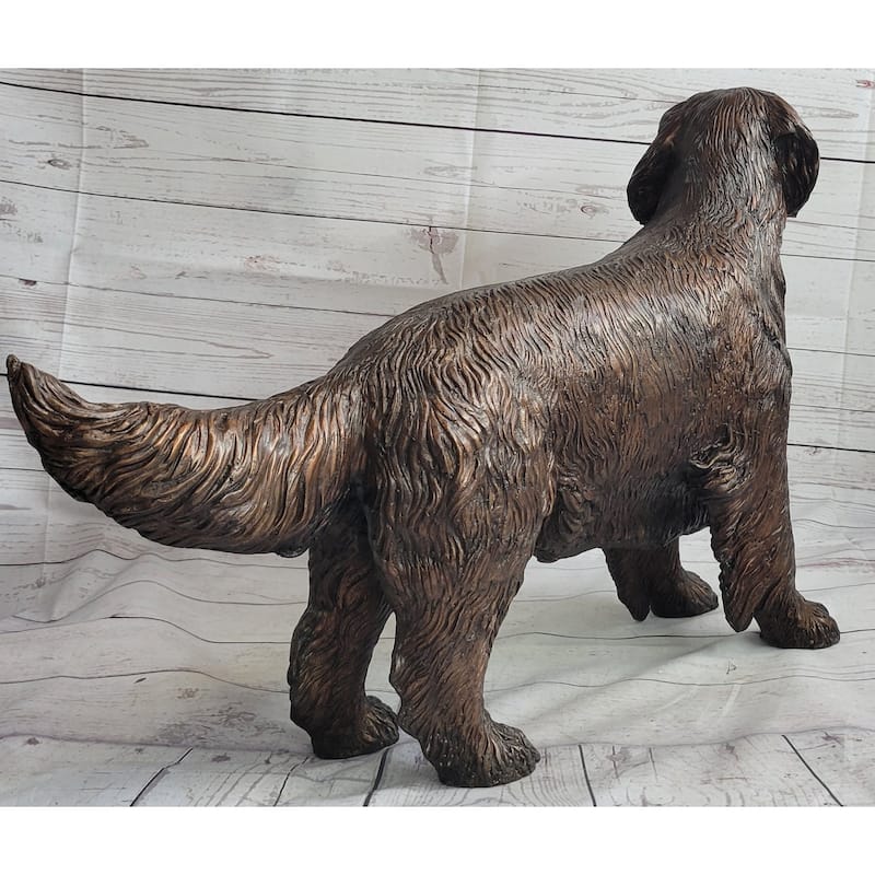 Golden Retriever Puppy Dog Bronze Metal Life Size Statue Sculpture 26 Inches X 17 Inches