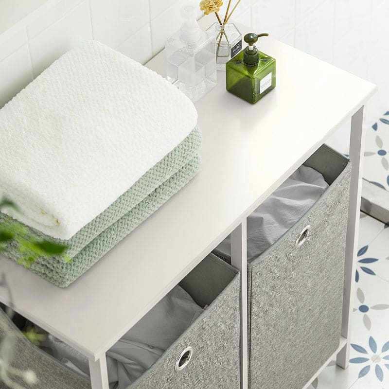 Haotian BZR57-W, Bathroom Storage Laundry Cabinet With 2 Removable Baskets