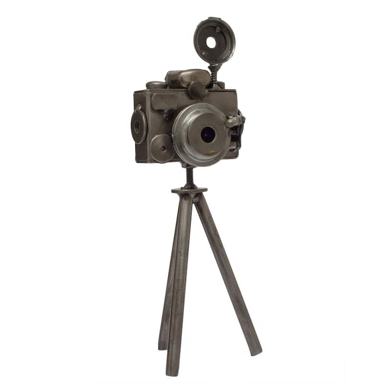 Upcycled metal sculpture, 'Rustic Camera'