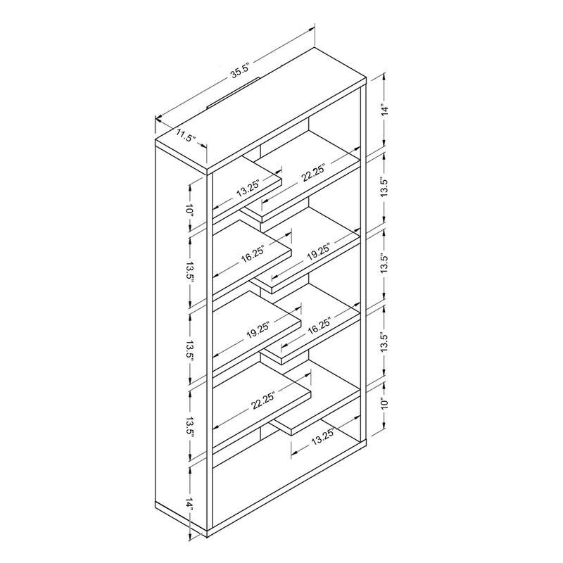 Open Back Display Cabinet with 8 Shelves