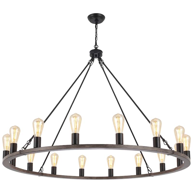 16-Light Farmhouse Chandelier , 47.24 In Wagon Wheel Chandelier for Dining Room Living Room Bedroom Kitchen