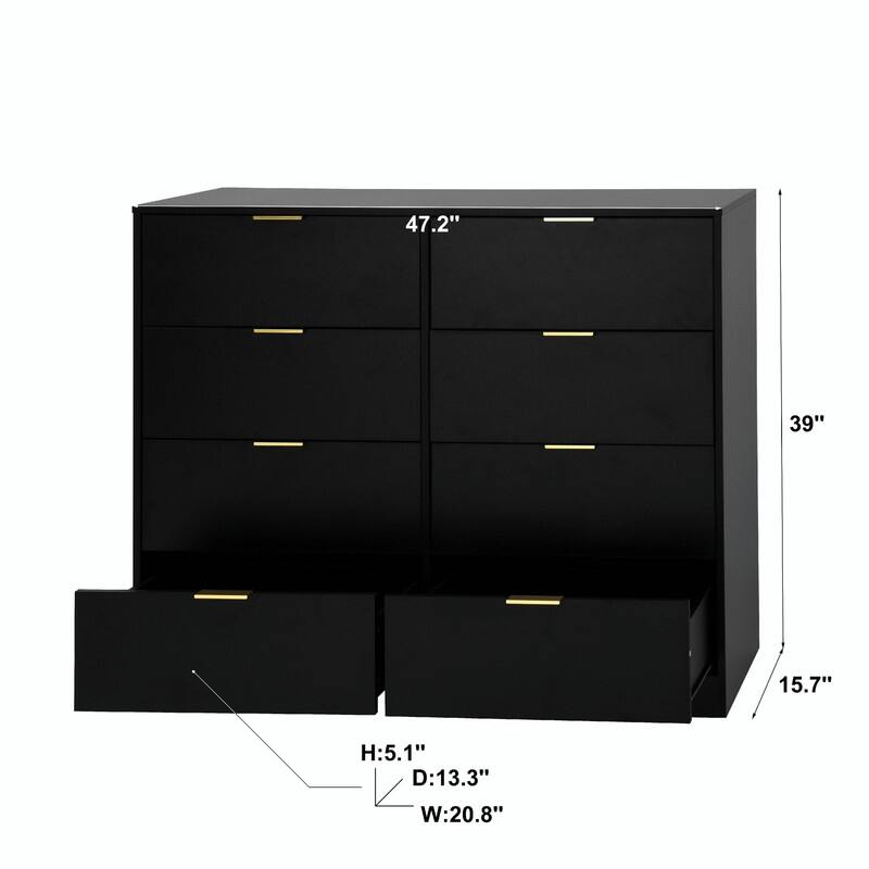 8-Drawer Tall Wood Dresser, Modern Handle-Free Storage Chest for Bedroom, Living Room or Hallway
