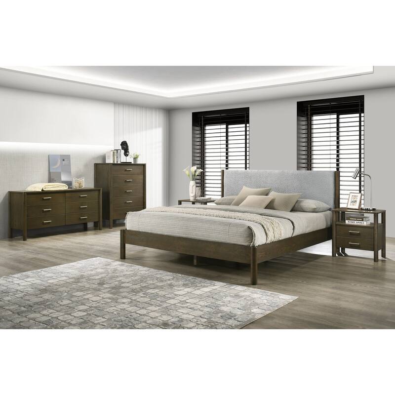 Modrest Carolina Modern Grey Fabric & Wenge Bed
