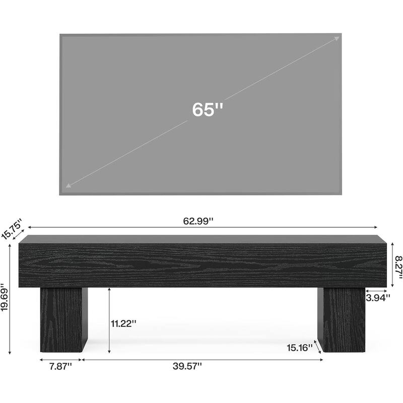 63" TV Stand, Farmhouse Media Console Entertainment Center for 55/60/65 Inch - 62.99" W x 15.74" D x 19.68" H