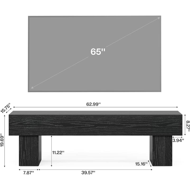 63" TV Stand, Low TV Console Table for 55/60/65 Inches