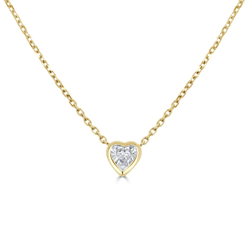 Joelle Collection Heart Shape Diamond Bezel Necklace 14K Gold 1/3 cttw - Yellow