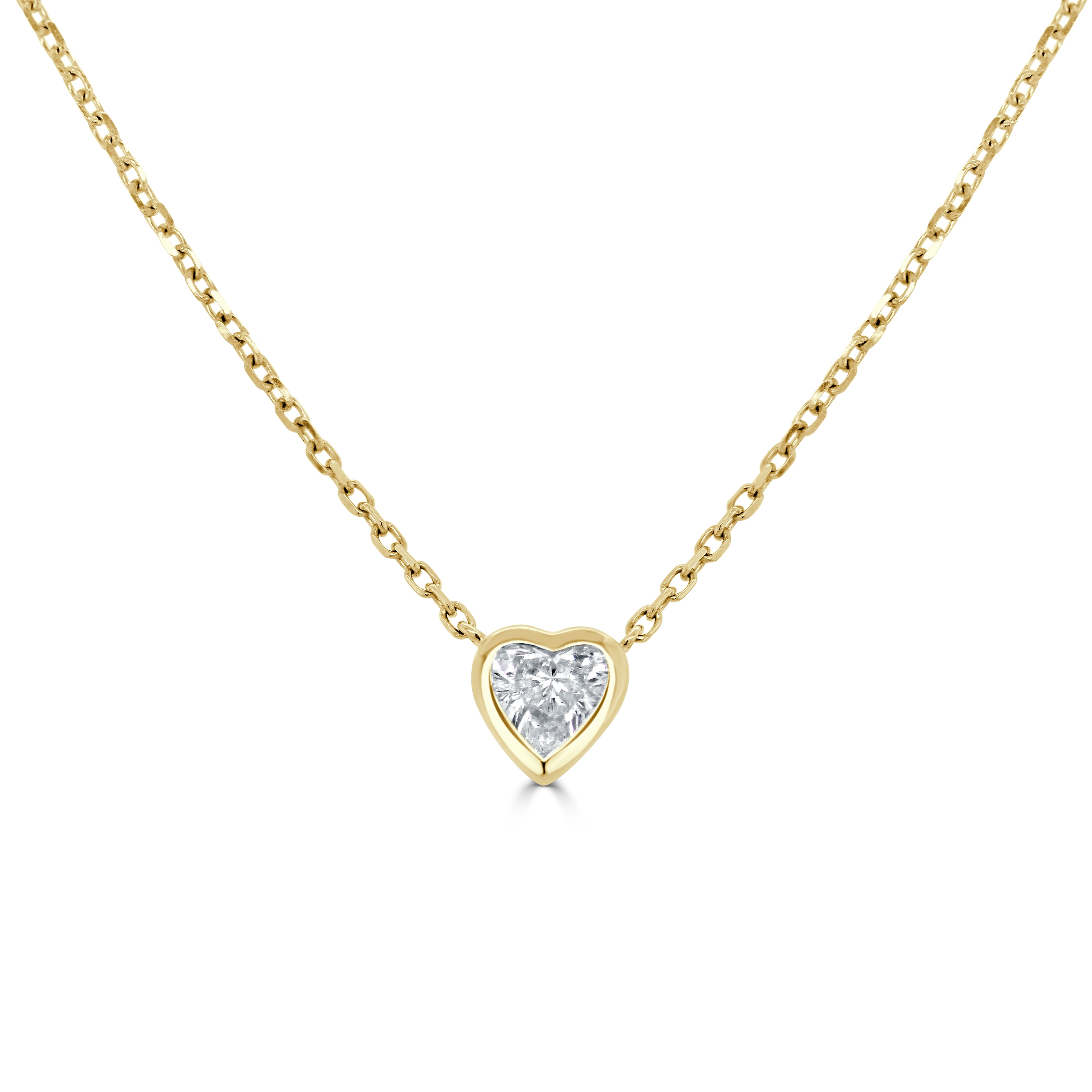 Joelle Collection Heart Shape Diamond Bezel Necklace 14K Gold 1/3 cttw