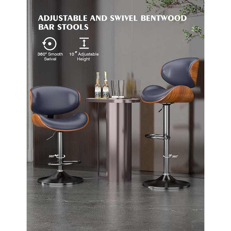 Bar Stools Adjustable Height Swivel Faux Leather Armless Barstools