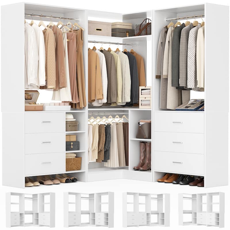 Cimly Set of 3 Freestanding Corner Closet System, Space-saving Closet Organizer for Walk-in/ Reach-in Closet