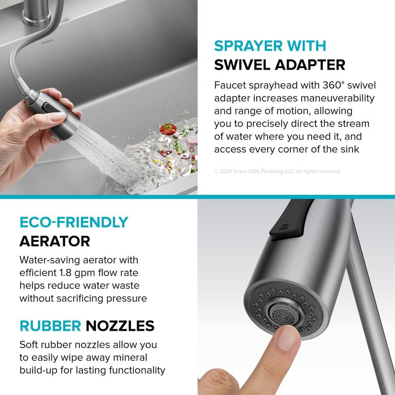 Kraus KPF-1617 Coda 1.8 GPM Single Hole Pre-Rinse Kitchen Faucet