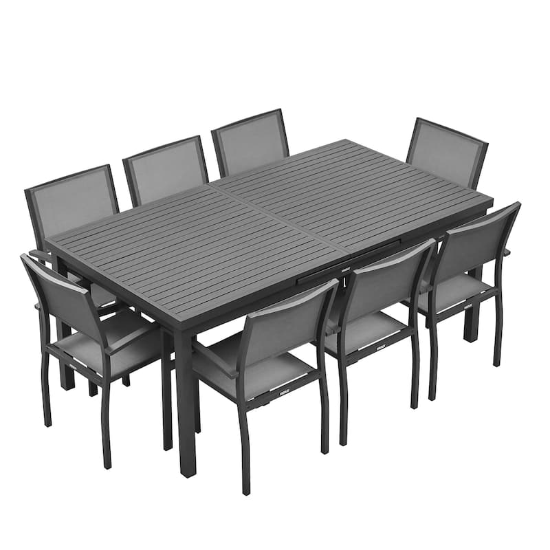 HIGOLD Heck Aluminum 9-Piece Extendable Outdoor Paio Dining Set - 8 Seater