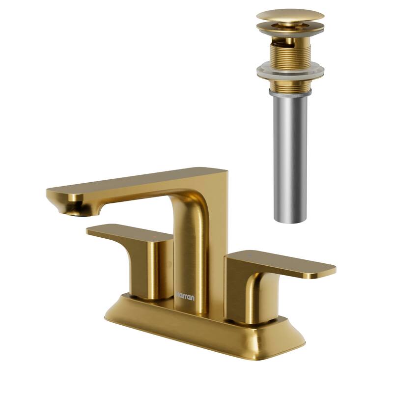 Karran Venda KBF516 2-Handle Two Hole Centerset Faucet Bathroom Faucet with Matching Pop-up Drain - Brushed Gold