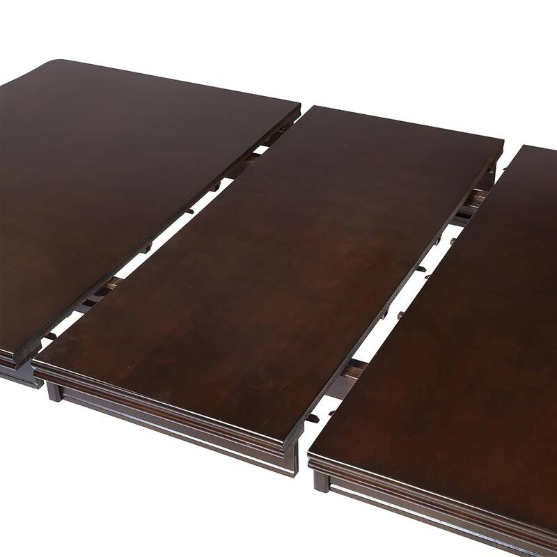 Demy 9pc Dining Table and 8 Chairs Set, Espresso Brown Faux Leather