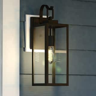 VAXCEL Clinton Matte Black Outdoor Wall Sconce Light Fixture made of Durable Steel, Clear Glass Shade, LED Compatible