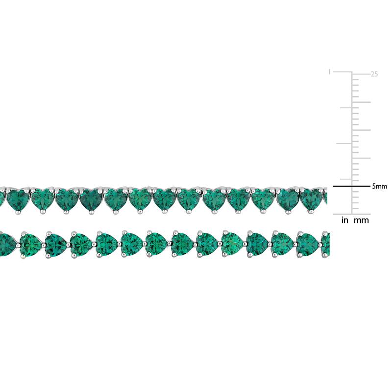 Miadora 33 2/5ct TGW Created Emerald Heart Tennis Necklace Bracelet Set in Sterling Silver