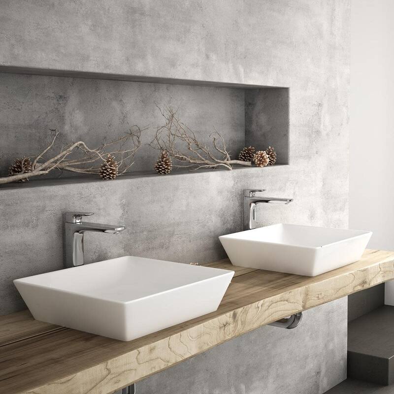 WS Bath Collections Fly 3040 Fly 16-7/8" Square Ceramic Vessel