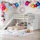 preview thumbnail 1 of 8, Stairway Twin over Twin Bunk Bed with Two Drawers and Slide, White White - Twin