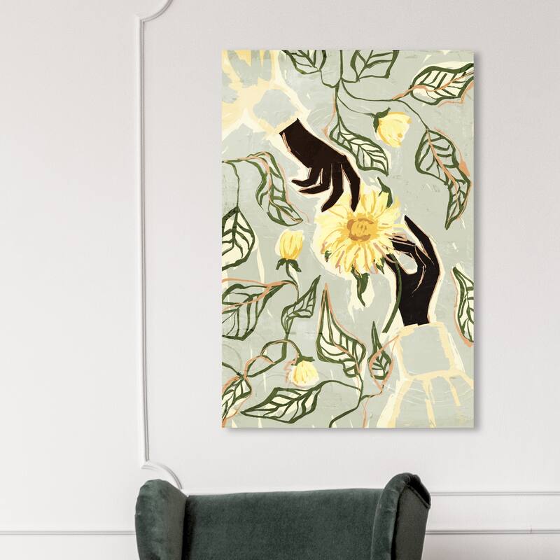Wynwood Studio Canvas Floral and Botanical Sun Flower Reach Yellow and Light Yellow Modern & Contemporary Wall Art Canvas Print - 45 x 30