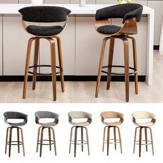 Glitzhome Set of 2 Modern 40"H Bar Height Wooden Swivel Bar Stools
