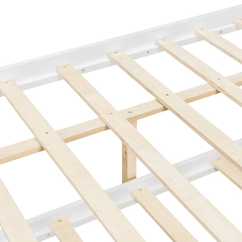 Creativity House Bed Twin/ Full Size Frame with Trundle for Boys Girls, Wood Platform Bed with Roof No Box Spring Needed
