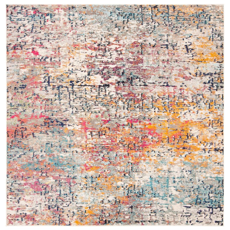 SAFAVIEH Madison Loane Modern Abstract Rug - 6'7" Square - Grey/Pink - Square