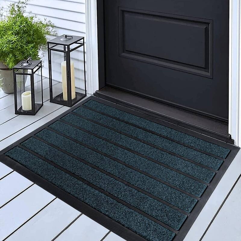 Extra Durable Door Mat - Dirt Trapping Outdoor Welcome Mats - Bright Blue