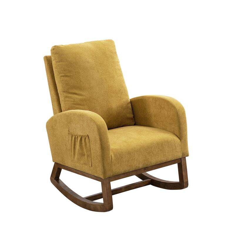 Nursery Rocking Glider Chair with High Back and Side Pocket
