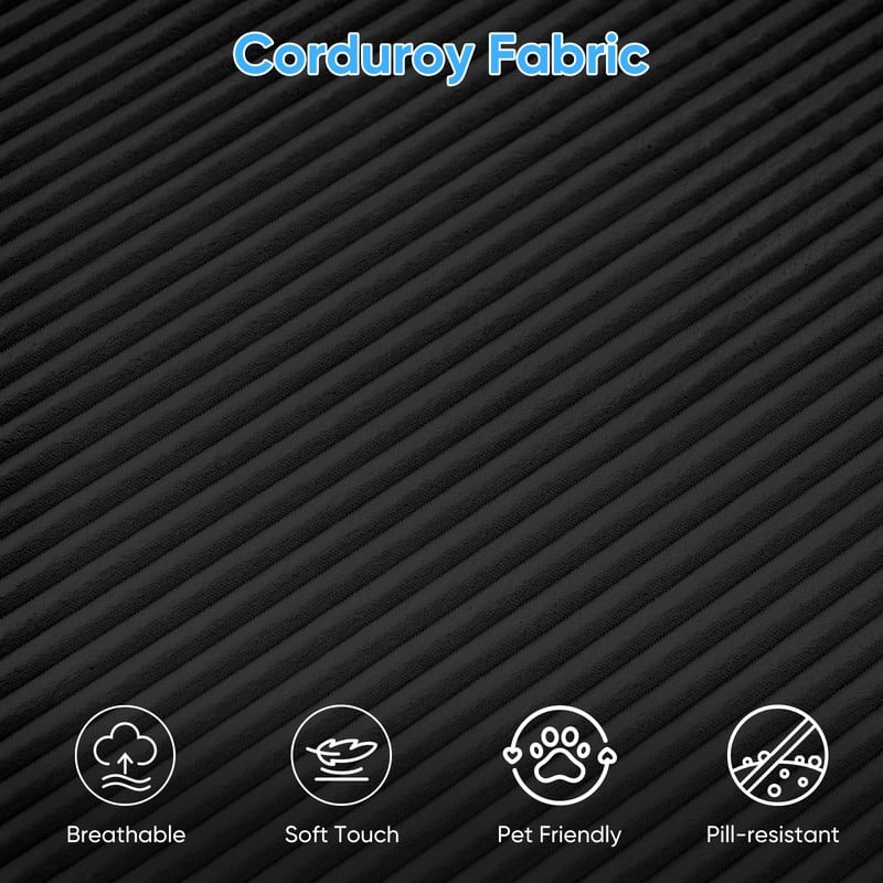 Mixoy 3-Pcs Free Combination Modular Sectional Sofas,Corduroy Compressed L-Shaped Sofa with Flexible Configuration - 3-Seater