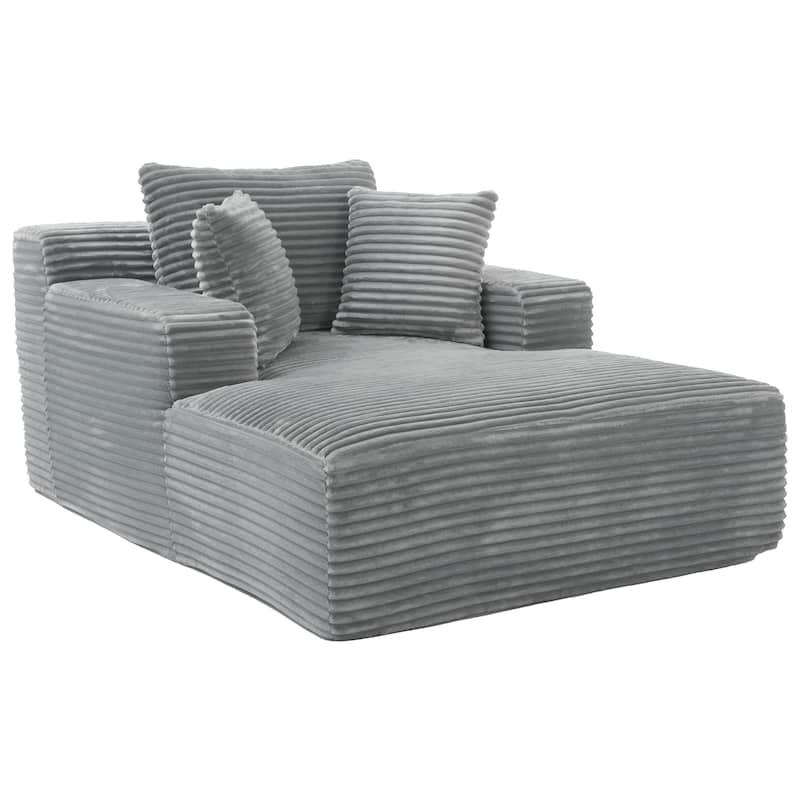 Roomfitters Full-Compressed Chaise Lounge Sleeper Sofa with Removable Pillows Modern Upholstered Couch