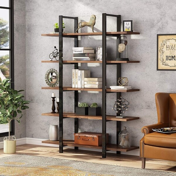 洋書 INDUSTRIAL CHIC Amazon.com: IRONCK Bookshelf, Double Wide 5-Tier Open