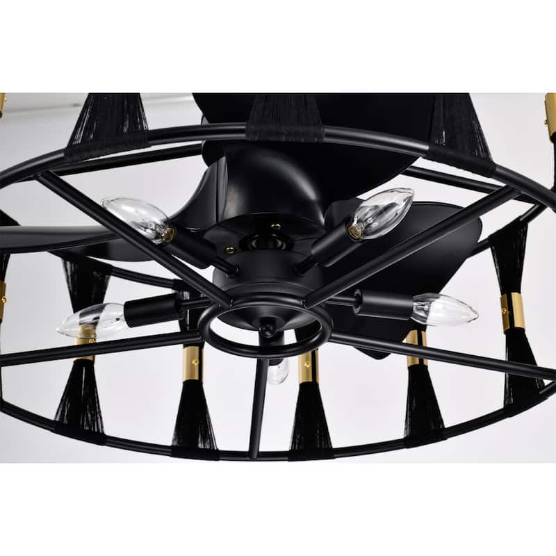 Helle 25 Inch Elegant Matte Black Fandelier with Remote