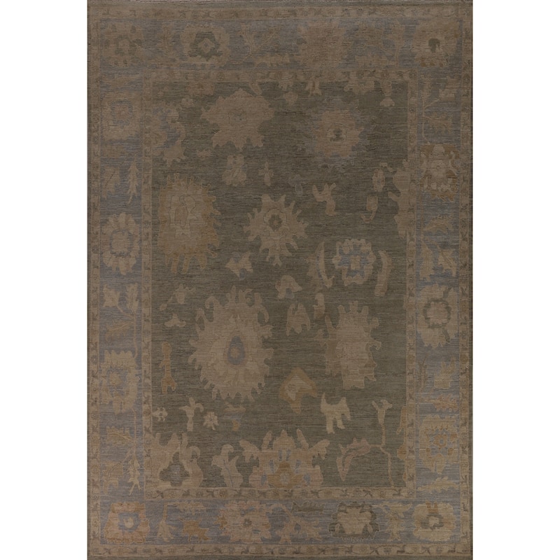 Grey Vegetable Dye Oushak Turkish Large Area Rug Handmade Wool Carpet - 9'11"x 13'10"