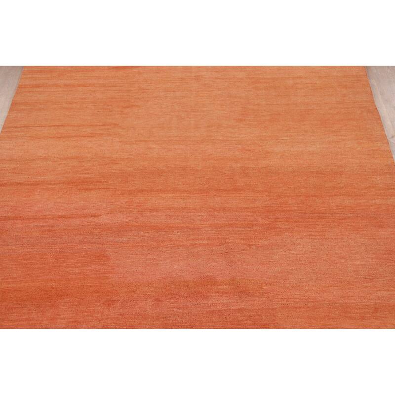 Orange Modern Gabbeh Oriental Area Rug Handmade Wool Carpet - 6'6" x 9'9"