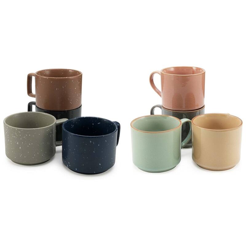 Stackable Ceramic Coffee Mugs 4 MultiColor Cups Bed Bath & Beyond