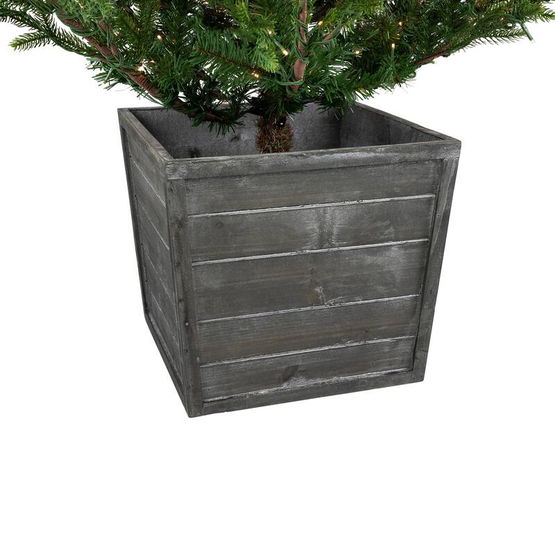 Pre-Lit Potted Deluxe Russian Pine Artificial Christmas Tree Warm White LED Lights