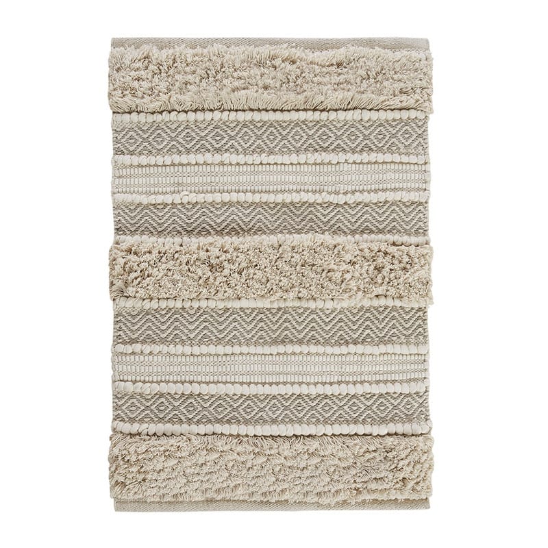 Woven Texture Stripe Bath Rug Grey 20x32"