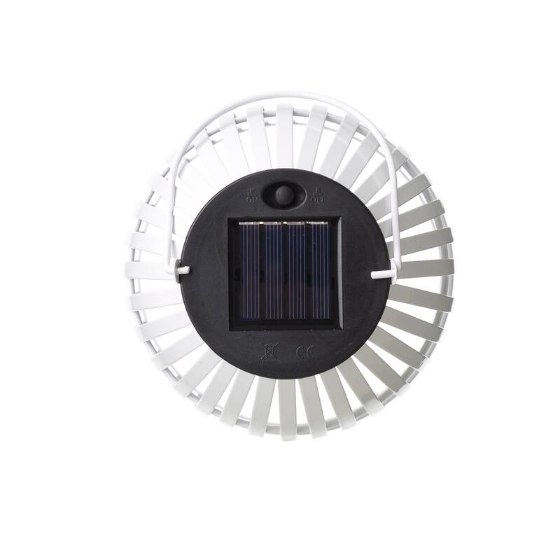 Glitzhome 9.75"H Set of 2 Stripes Solar Powered Outdoor Hanging Lantern