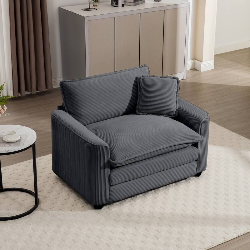 Single Chair Deep Seat Sofa With Footstool for Living Room and Bedroom