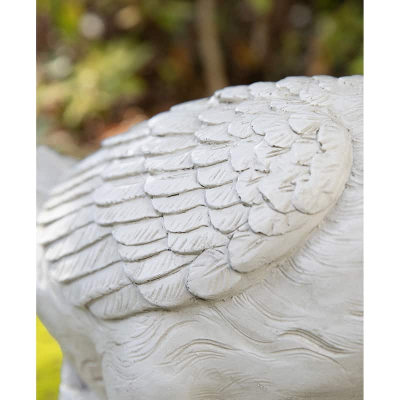 Glitzhome 20"H MGO Faux Bronze / White Goose Garden Statue