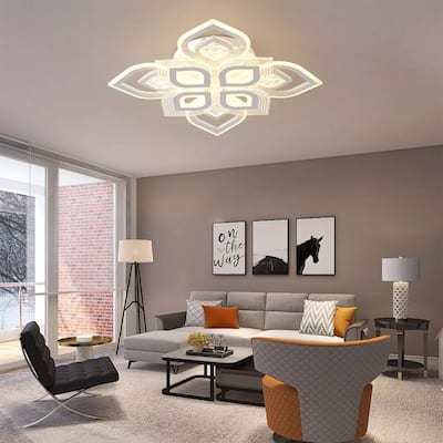 Modern Acrylic Flush Mount Lamp Fixture LED Ceiling Light Chandelier - 27" x 19"