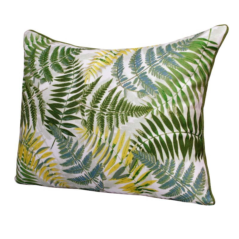 Sevita Fern Forest Green/Yellow Polyester Throw Pillow, 14" x 20"