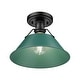 preview thumbnail 2 of 1, Yep by Golden Lighting Orwell 1-light Flush Mount in Matte Black and Pine Green shade
