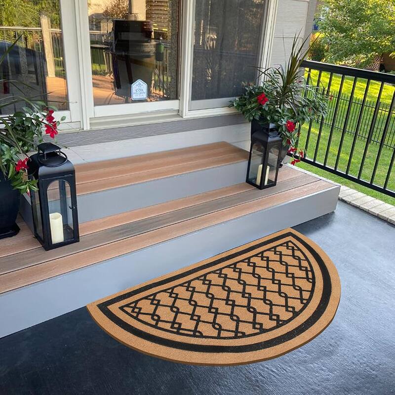 A1HC Natural Coir Flock Door Mat for Front Door, Anti-Shed Treated Doormat