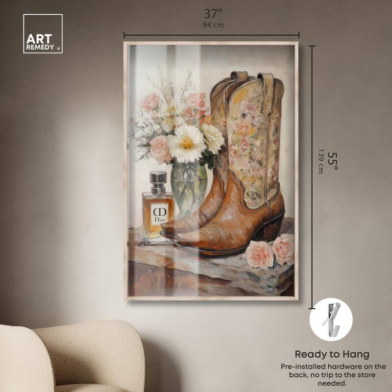 Delicate Floral Boots Shadowbox by Art Remedy