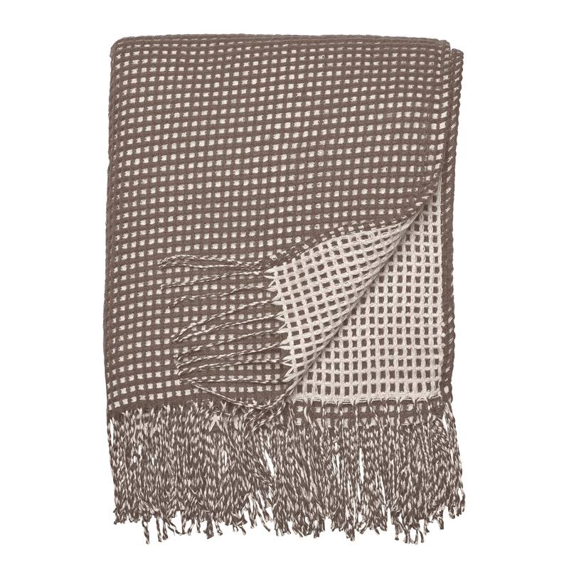Classic Accessories Indoor Outdoor Reversible Throw Blanket 66 x 59 Inch - Dark Taupe