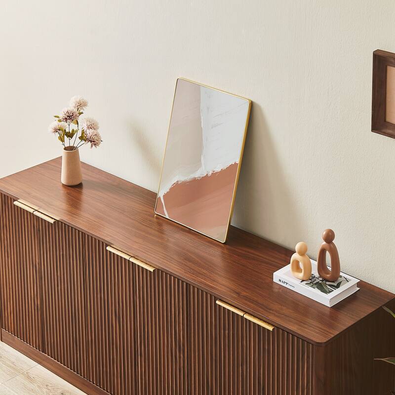 Modern Wavy Sideboard, Curved Contour Design Storage Cabinet